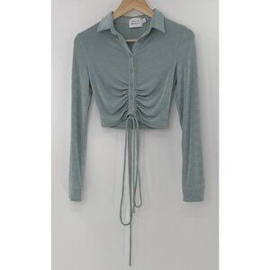 Hello Molly Everyone Says I Love You Crop Top‎ Sage Long Sleeve Sz 2 Y2K Vibes